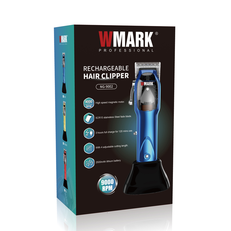 Hair Trimmer WMARK NG9002 High Speed Professional Clipper Microchipped Magnetic Motor 9000RPM 9V With Charge Stand 230328