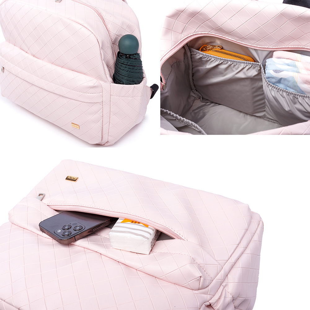 Diaper Bags Soboba Fashionable Plaid Pink Bag for Mommies Large Capacity WellOrganized Space Maternity Backpack Strollers 230328
