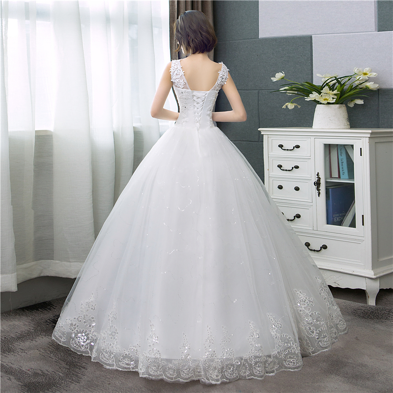 Party Dresses Korean Style VNeck Lace Tank Sleeveless Floral Print Ball Gown Wedding Dress Fashion Simple estidos de noivas CC 230328