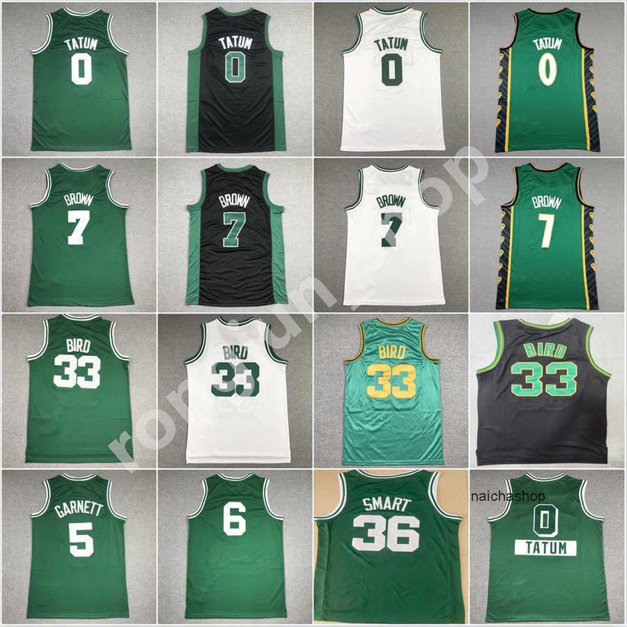 2022-23 Basketball Jayson 0 Tatum Jaylen 7 Brown Larry 33 Bird Jersey Stitched and Embroidery White Green Mens Shirts