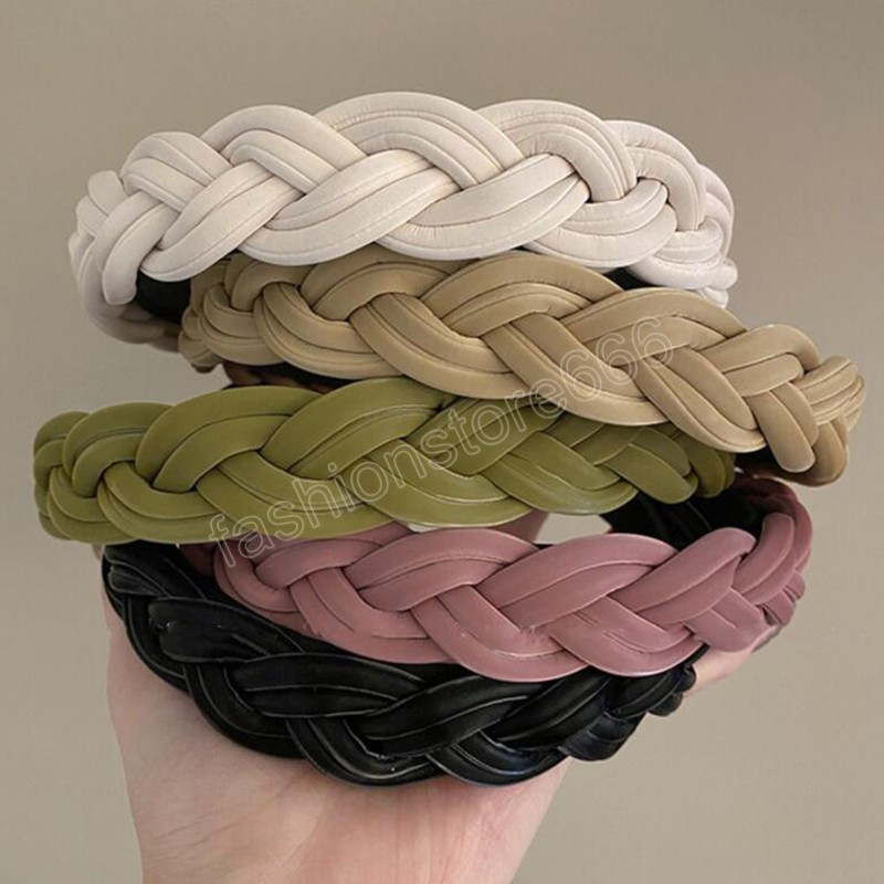 Fashion Women Headband Handmade Braided Hairband Girls Solid Color Headwear Hair Accessories