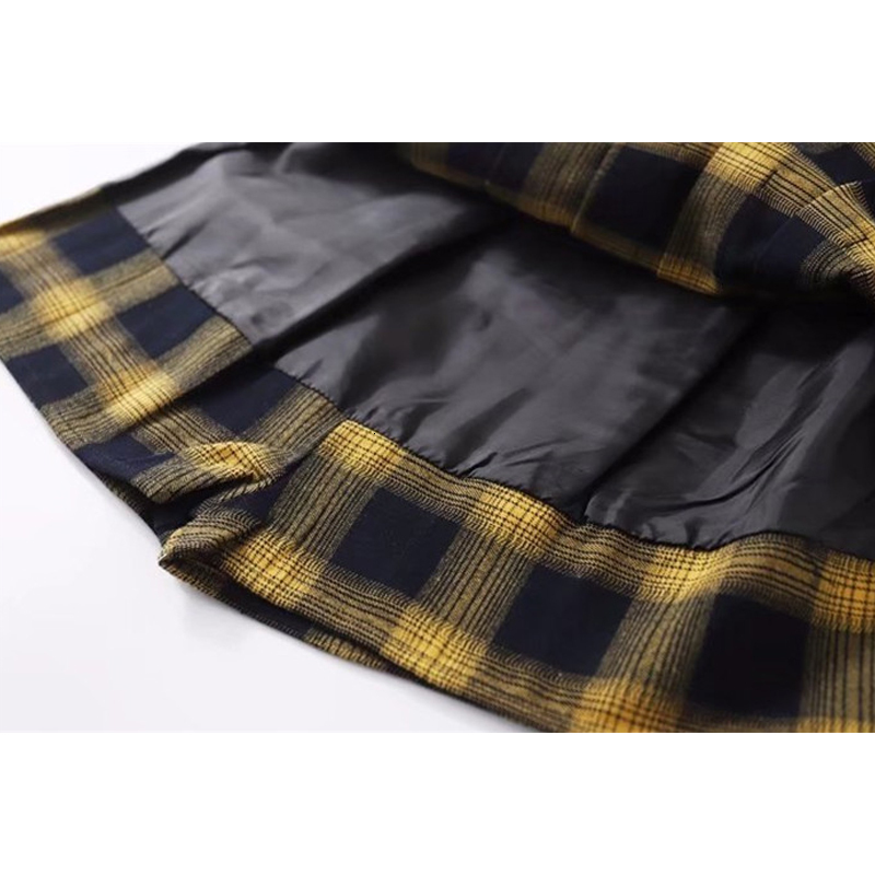 Skirts Paris Girls Spring Summer Harajuku Women's Fashion Skiing Cute Yellow Black Checkered Pleated Skiing Punk Style High Waist Women's 23