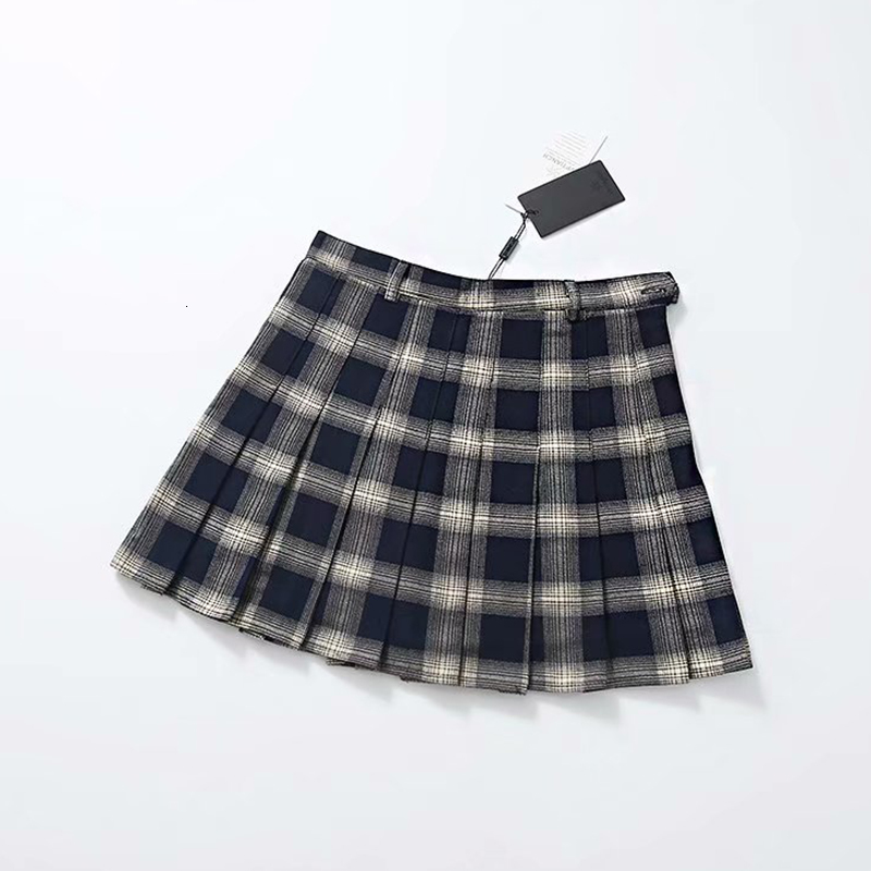 Skirts Paris Girls Spring Summer Harajuku Women's Fashion Skiing Cute Yellow Black Checkered Pleated Skiing Punk Style High Waist Women's 23