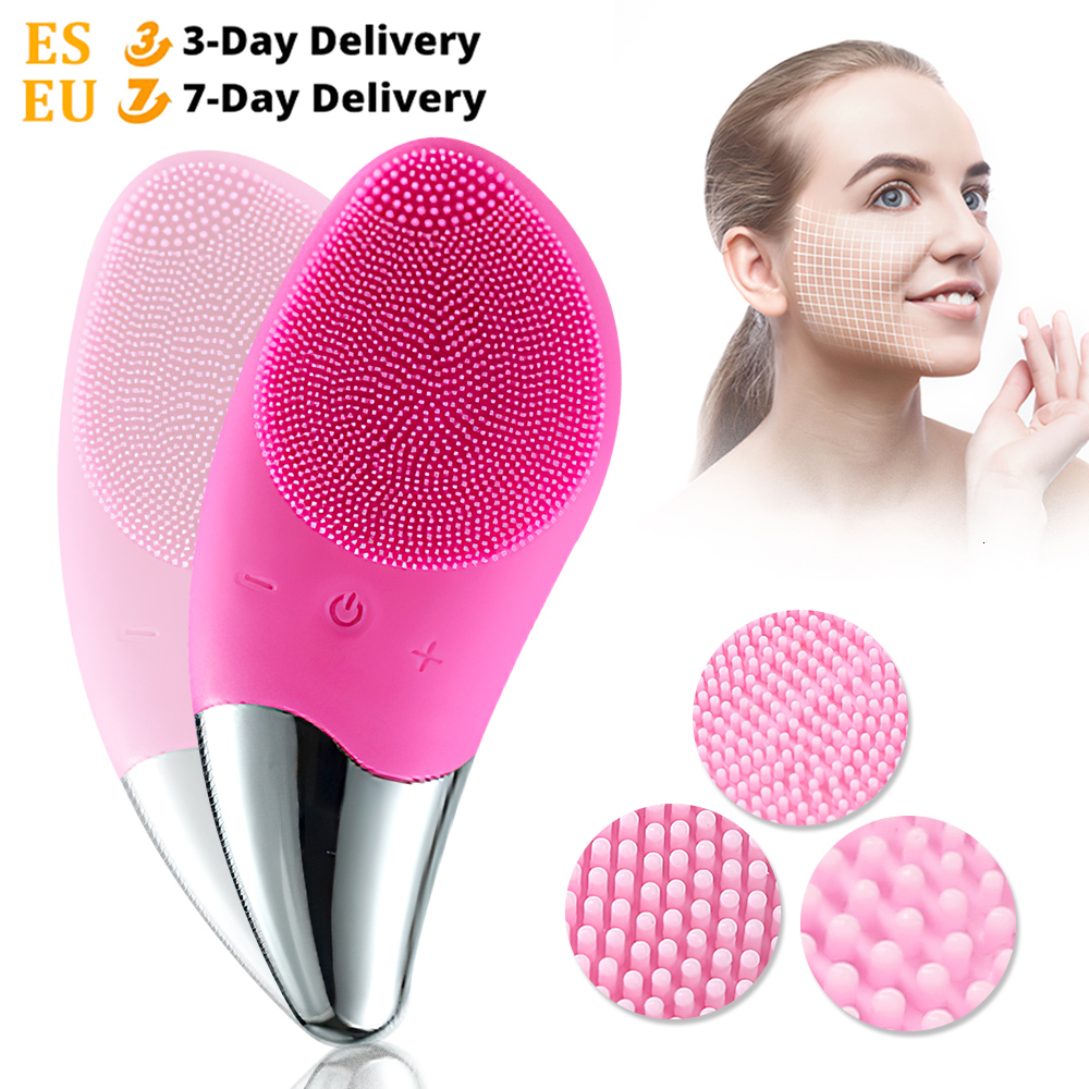 Cleaning Tools Accessories Mini Electric Cleansing Brush Ultrasonic Silicone Face Cleaner Deep Pore Cleaning Skin Massager Face Cleaner Brush Device 2