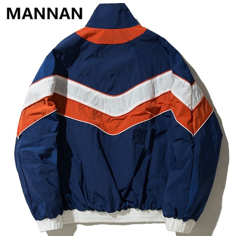 Mens Jackets MANNAN Vintage Multicolor Color Block Patchwork Windbreaker Autumn Hip Hop Streetwear Zip Up Track Casual 230327