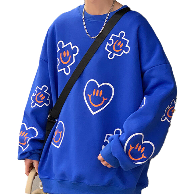 Hoodies Sweatshirts Korean version Women's sweater smiling face Trendy Long Sleeve T-shirt Bottom Loose Top, White
Hoodies Sweatshirts Korean version Women's sweater smiling face Trendy Long Sleeve T-shirt Bottom Loose Top, White
