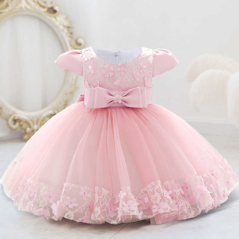 Girl's Dresses 2023 Flower Ceremony Baptism 1 Year Birthday Dress For Baby Girl Clothing Lace Princess Dresses Bow Party Dress Toddler Clothes P2