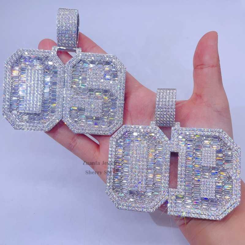 necklace moissanite chain Hot Sell Urban Jewelry Rapper Custom Iced Out Hip Hop Letter Initial Name Pendant Moissanite