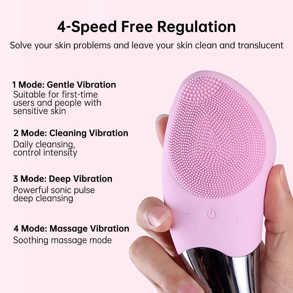 Cleaning Tools Accessories Mini Electric Cleansing Brush Silicone Sonic Face Cleaner Deep Pore Cleaning Skin Face Cleaning Brush Device USB Recharge 2