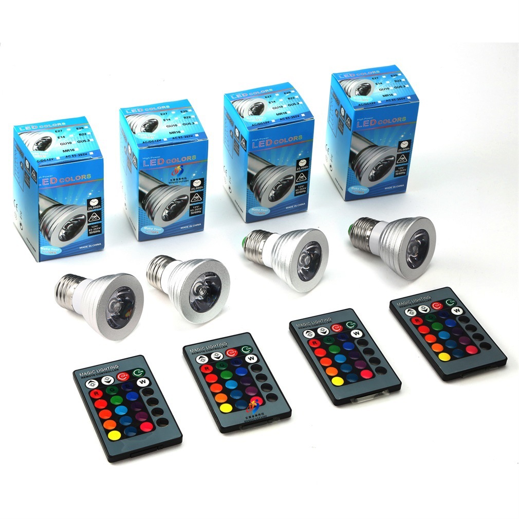 RGB 5W Spotlights E27 GU10 GU5.3 MR16 Dimmable LED Bulb Lamp Colorful atmosphere lights with Remote Controller CE RoHS Certificate approved