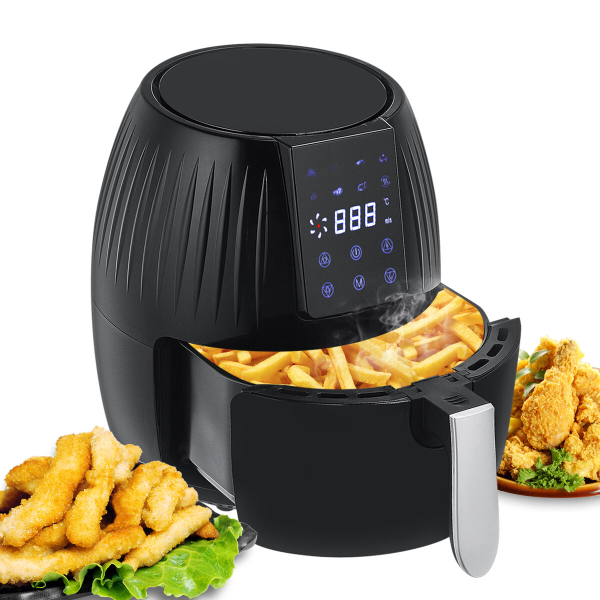 1300W Electric Hot Air Fryers Oven Oilless Cooker 5.5L Large Capacity Touch Screen 360° Cycle Heating with Non Stick Pot Liner
1300W Electric Hot Air Fryers Oven Oilless Cooker 5.5L Large Capacity Touch Screen 360° Cycle Heating with Non Stick Pot Liner