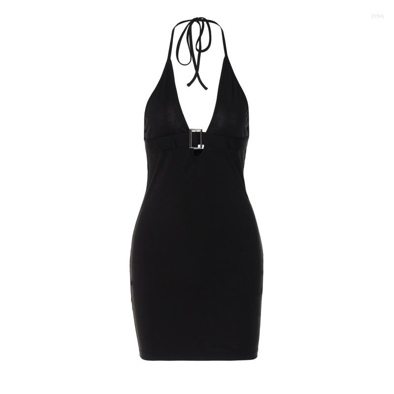 Casual Dresses Y2K Mini Skirt Sleeveless Backless V-Neck Lace-Up Bodycon Womens Club Birthday Party Elegant Package Hip Short