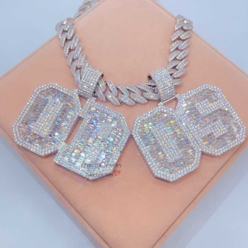 necklace moissanite chain Hot Sell Urban Jewelry Rapper Custom Iced Out Hip Hop Letter Initial Name Pendant Moissanite