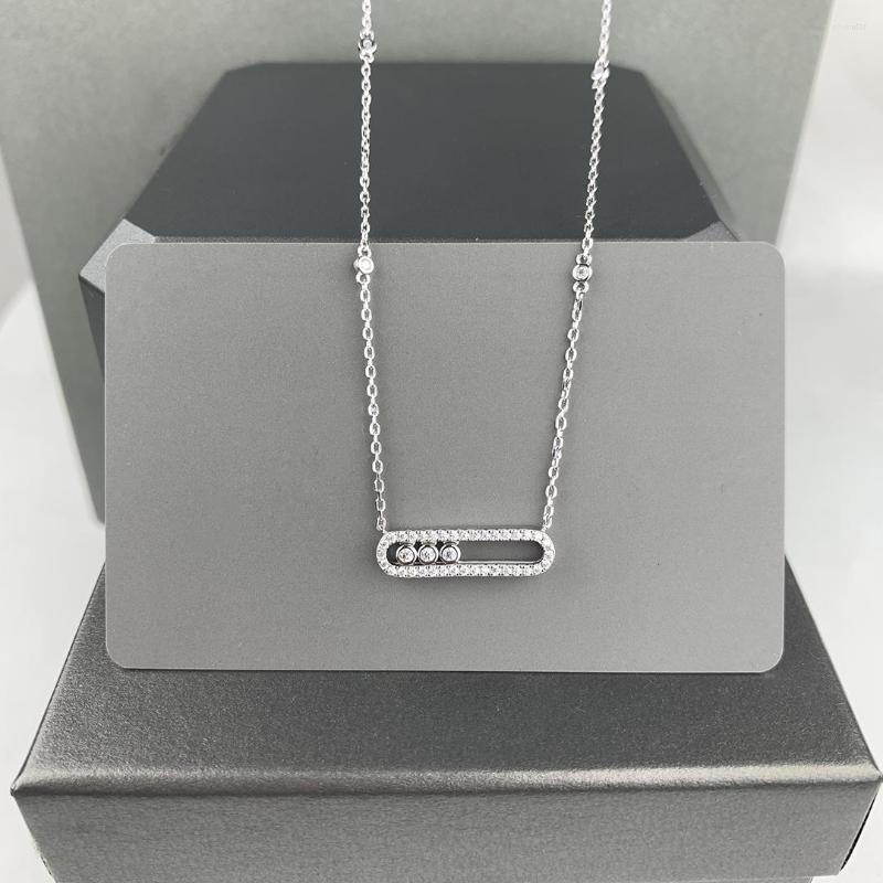 Chains French Luxury Jewelry Brand Classic Sterling Silver Sliding Three Diamond Necklace Small. Exquisite Women's Holiday Gift
Chains French Luxury Jewelry Brand Classic Sterling Silver Sliding Three Diamond Necklace Small. Exquisite Women's Holiday Gift