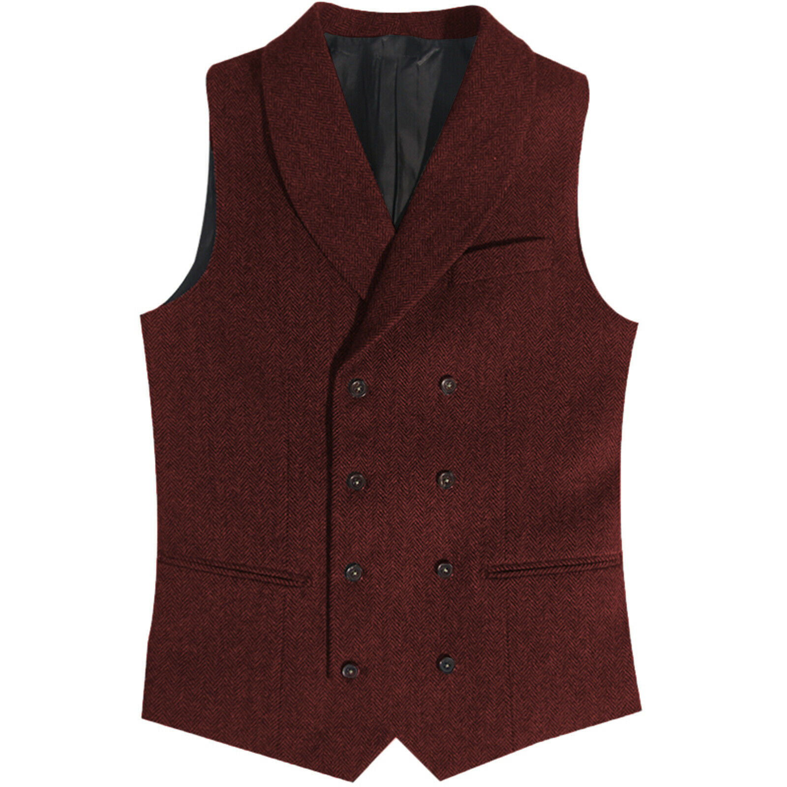 Men's Suits Blazers Men's Suit Vest Brown Herringbone Tweed Double Breasted Steampunk Clothing Male Gentleman Business Waistcoat for Wedding