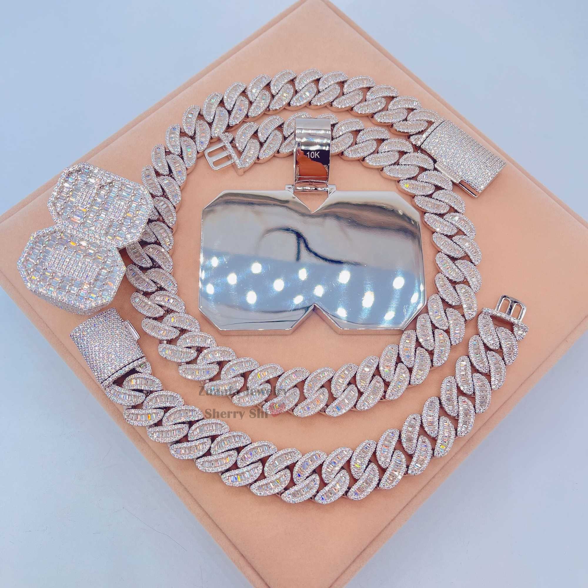 necklace moissanite chain Hot Sell Urban Jewelry Rapper Custom Iced Out Hip Hop Letter Initial Name Pendant Moissanite