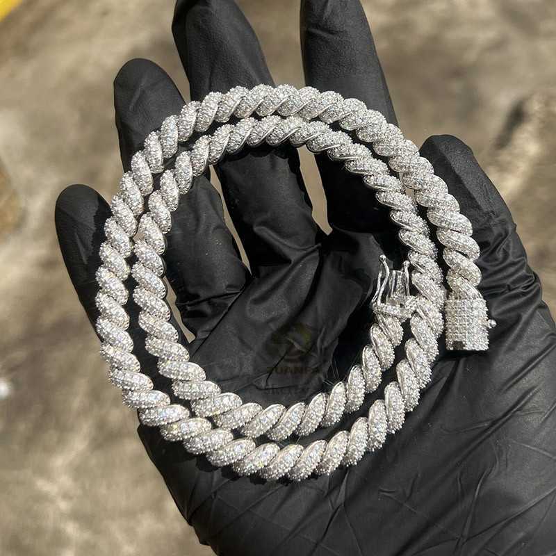 Pendant Necklaces Stock Ready to Ship Gra Certificated Vvs Moissanite Diamond 8mm Hip Hop Iced Out Rope Chain