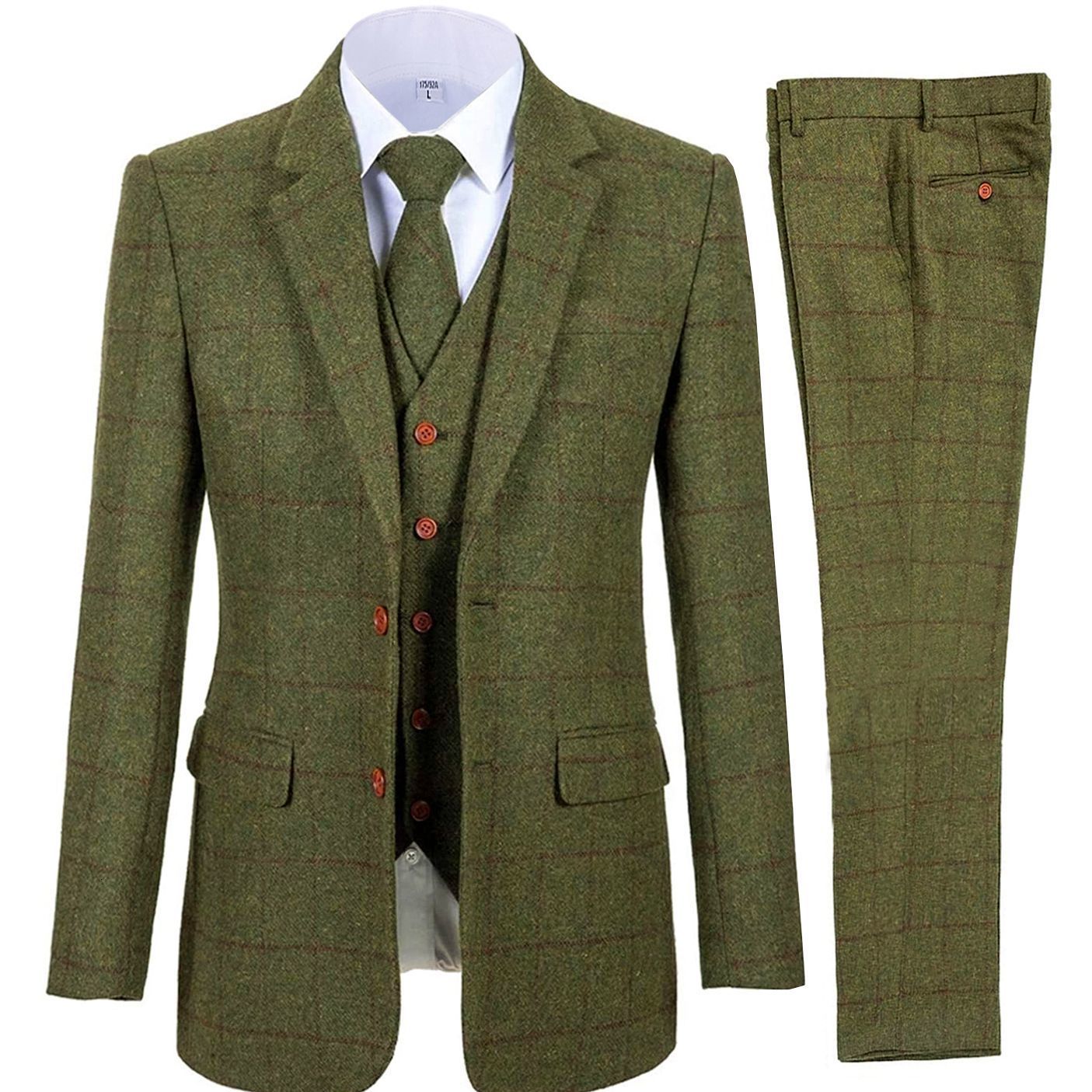 Men's Suits Blazers Men's 3 Piece Suits Bussiness Formal Notch Lapel Groomsmen Woolen Plaid Tuxedos for Party Activities Wedding BlazerVestP