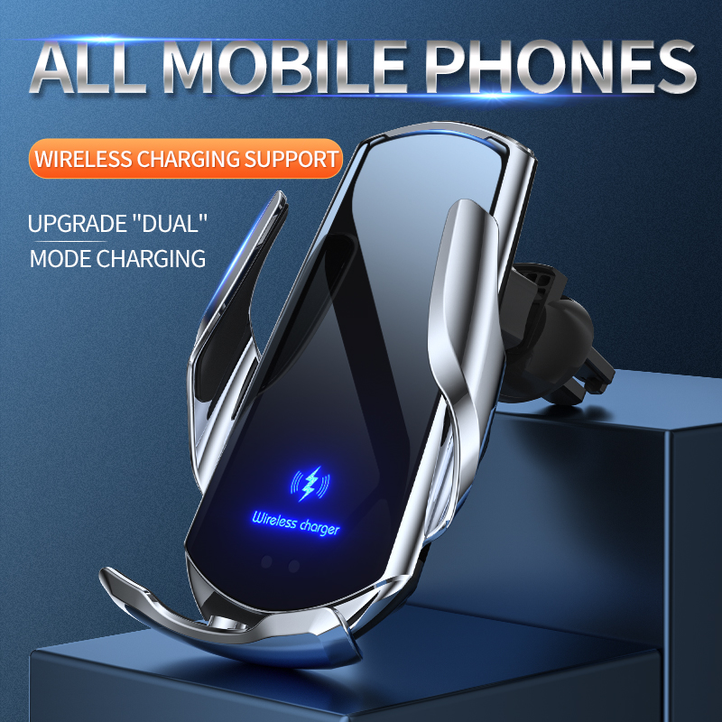100W Auto Phone Holder Wireless Charger Magnetic Automatic Car Mount Phone Holder For Mobile Phone Infrared Induction Fast Charging