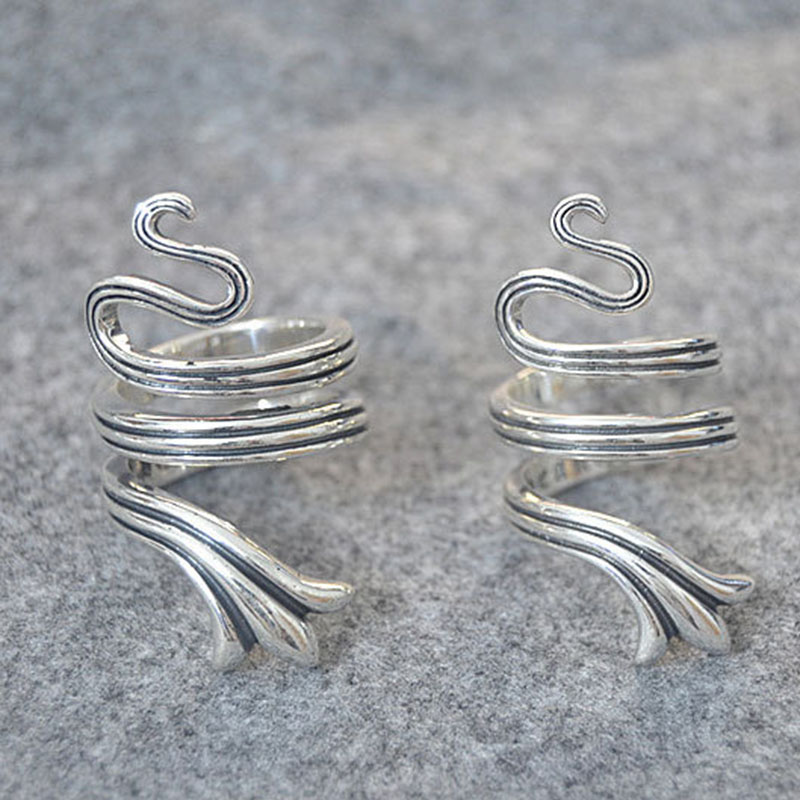 A159 S925 Sterling Silver Ring Personalized Fashion Punk Hip Hop Style Snake Cross Flower Couple Letter Shaped Jewelry Lover Gift