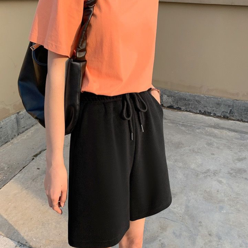 Women's Shorts Shorts Women Harajuku Solid Color Simple Loose Summer Casual Korean Cute Girls Elastic Fashion Full Matching Wide Leg Sports 23041