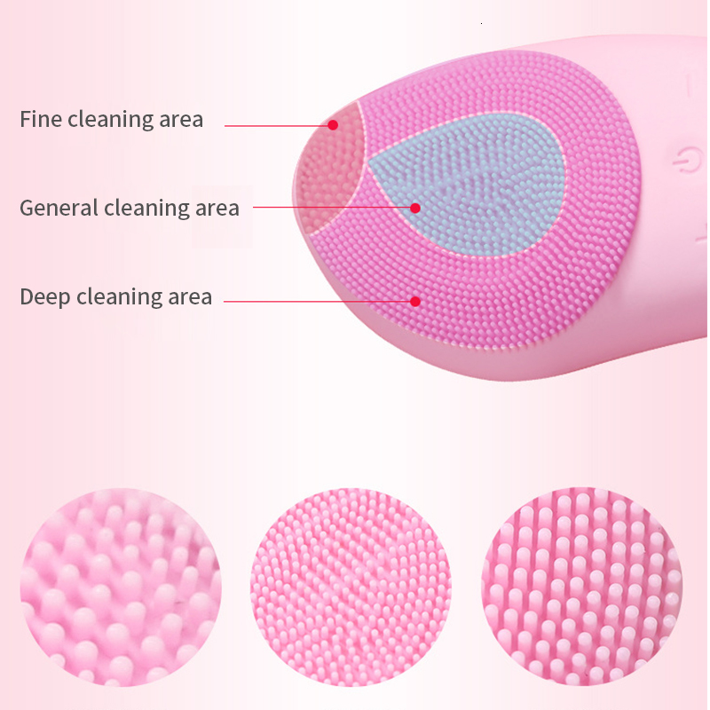 Cleaning Tools Accessories Mini Electric Cleansing Brush Ultrasonic Silicone Face Cleaner Deep Pore Cleaning Skin Massager Face Cleaner Brush Device 2
