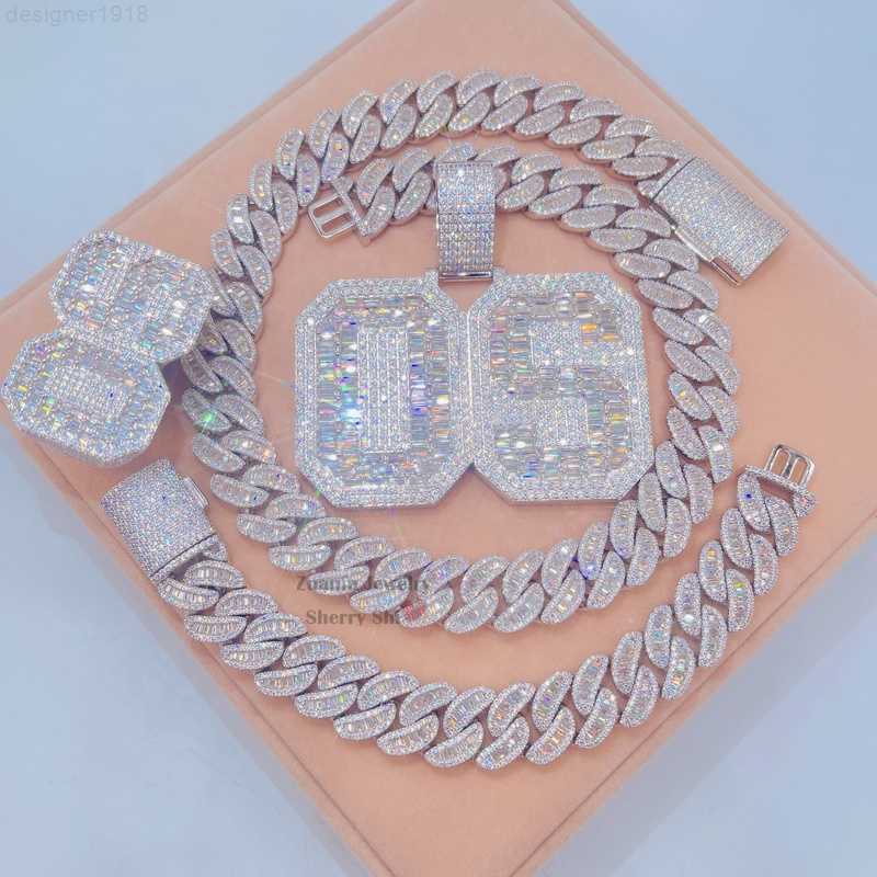 necklace moissanite chain Hot Sell Urban Jewelry Rapper Custom Iced Out Hip Hop Letter Initial Name Pendant Moissanite