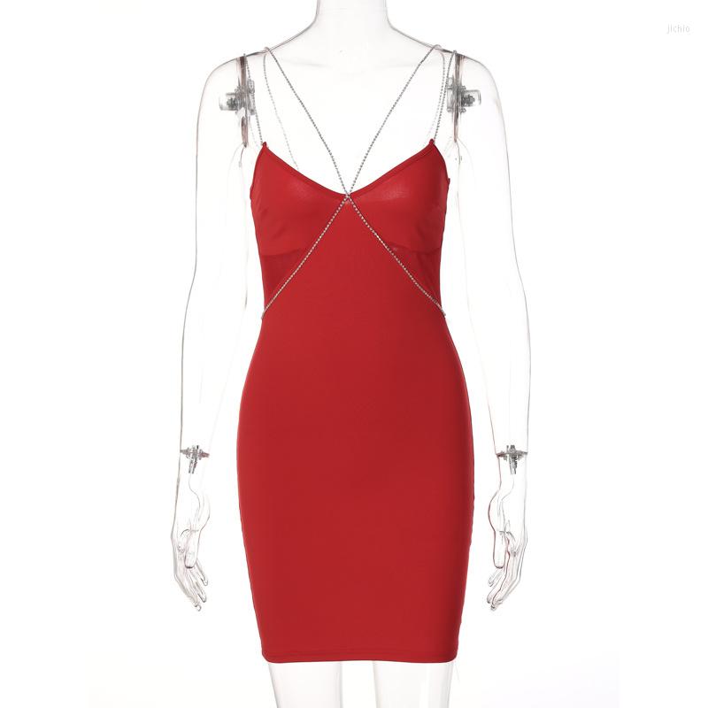 Casual Dresses Elegant Spaghetti Strap Bodycon Mini Short Skirt Female Sexy Backless Party Evening Club Tight Y2K Summer For Women