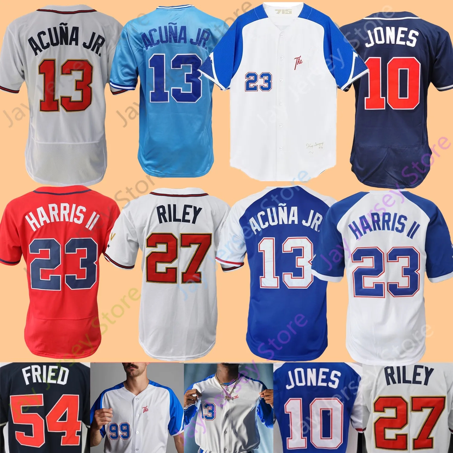 2023 City Connect Baseball Jersey Ronald Acuna Jr. Michael Harris II Ozzie Albies Matt Olson Austin Riley Max Fried Spencer Strider Hank Aaron Chipper Jones Sanders, Men
2023 City Connect Baseball Jersey Ronald Acuna Jr. Michael Harris II Ozzie Albies Matt Olson Austin Riley Max Fried Spencer Strider Hank Aaron Chipper Jones Sanders, Men