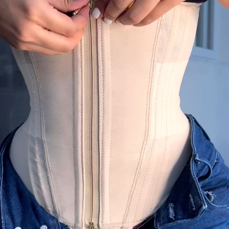 Women's Shapers Fajas Colombianas Double Compression Waist Trainer Adjustable Zipper and Hookeyes Bone Women Body Shaper Flat Belly Corset 230328