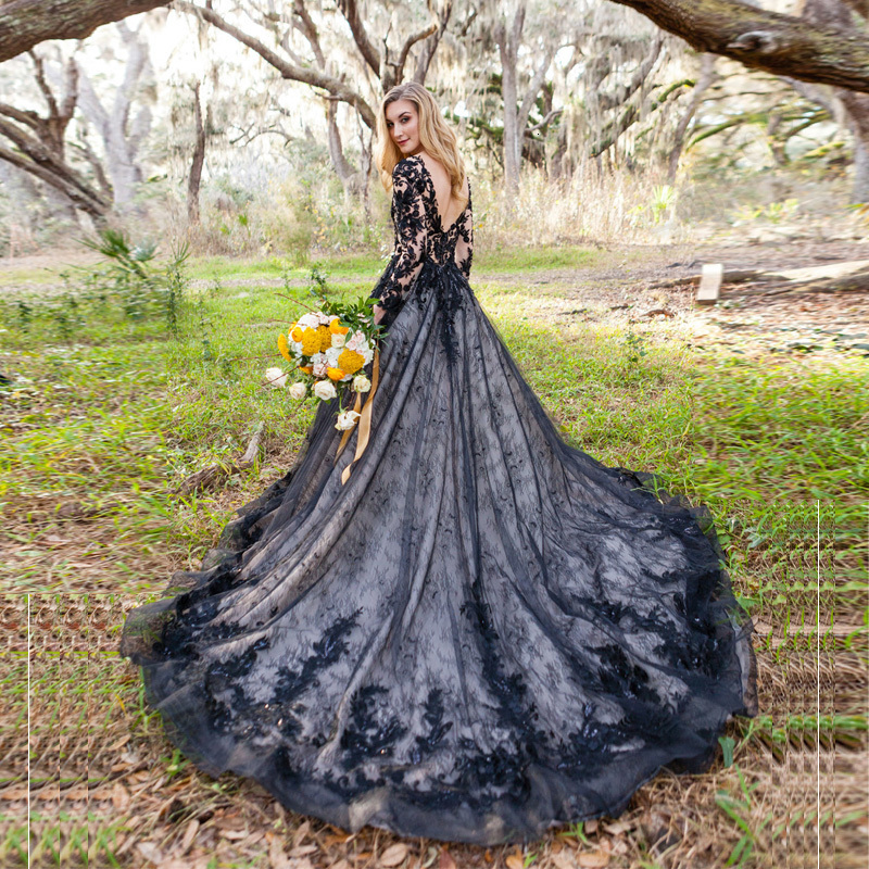 Party Dresses Delicate Black Lace Wedding V Neck Appliques Floor Length Noivas Sposa Corset Suknia Robe De Mariee Bridal Engagement 230328