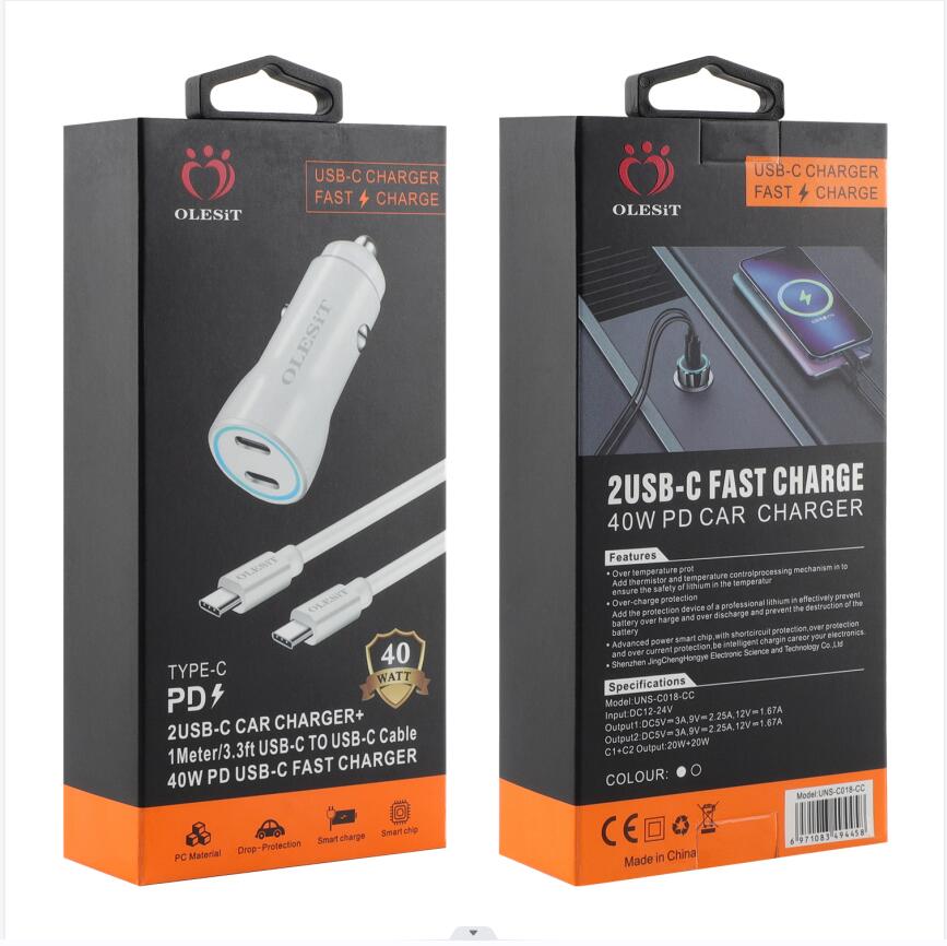 Car phone charger Dual Type-C Ports 30W fast charging USB C QC3.0 PD Car Charger Olesit 40W 38W charger kits
Car phone charger Dual Type-C Ports 30W fast charging USB C QC3.0 PD Car Charger Olesit 40W 38W charger kits