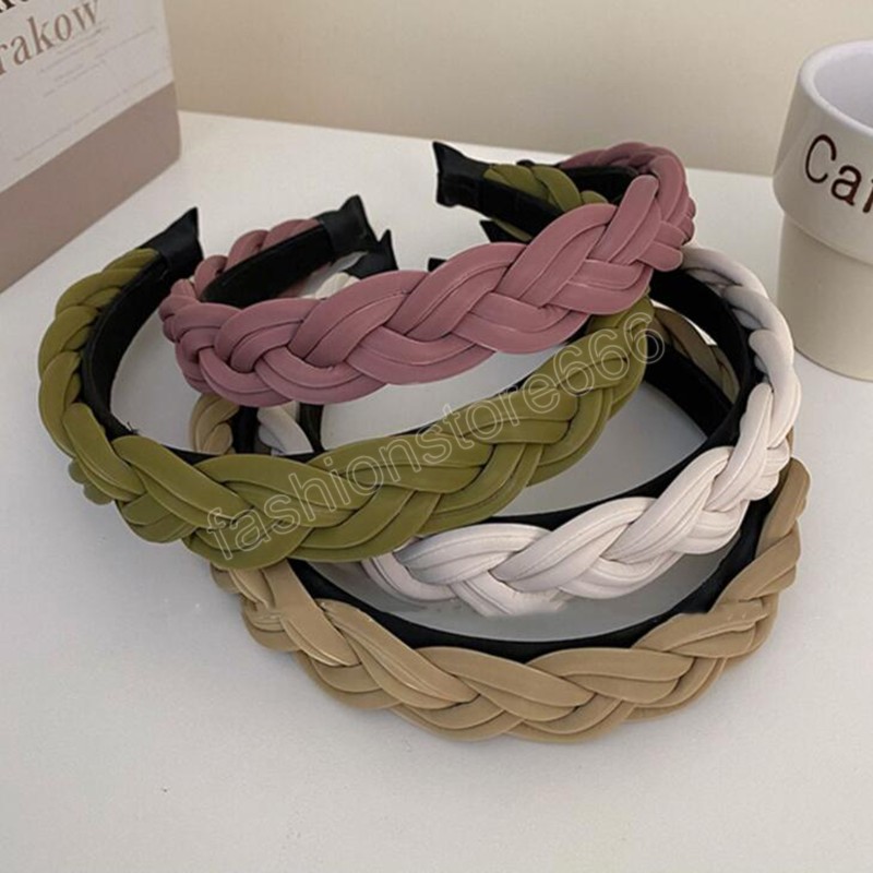 Fashion Women Headband Handmade Braided Hairband Girls Solid Color Headwear Hair Accessories