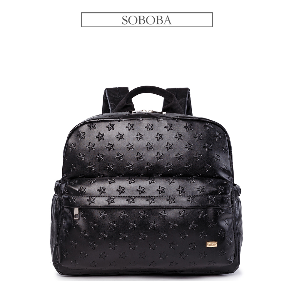 Diaper Bags Soboba for Mummy PU Waterproof Large Capacity Nappy Changing Hanging on Stroller 3D Star Pattern 230328