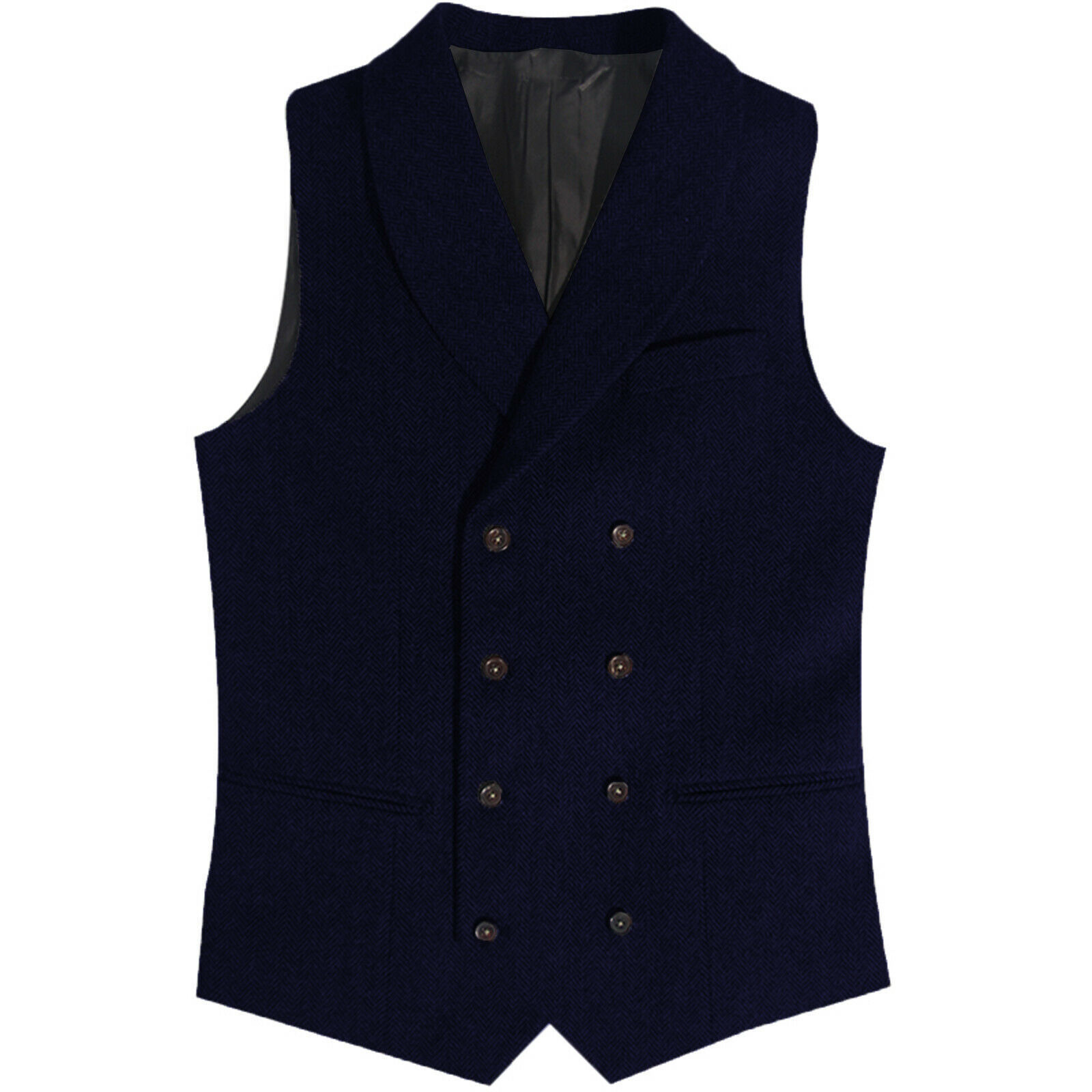 Men's Suits Blazers Men's Suit Vest Brown Herringbone Tweed Double Breasted Steampunk Clothing Male Gentleman Business Waistcoat for Wedding