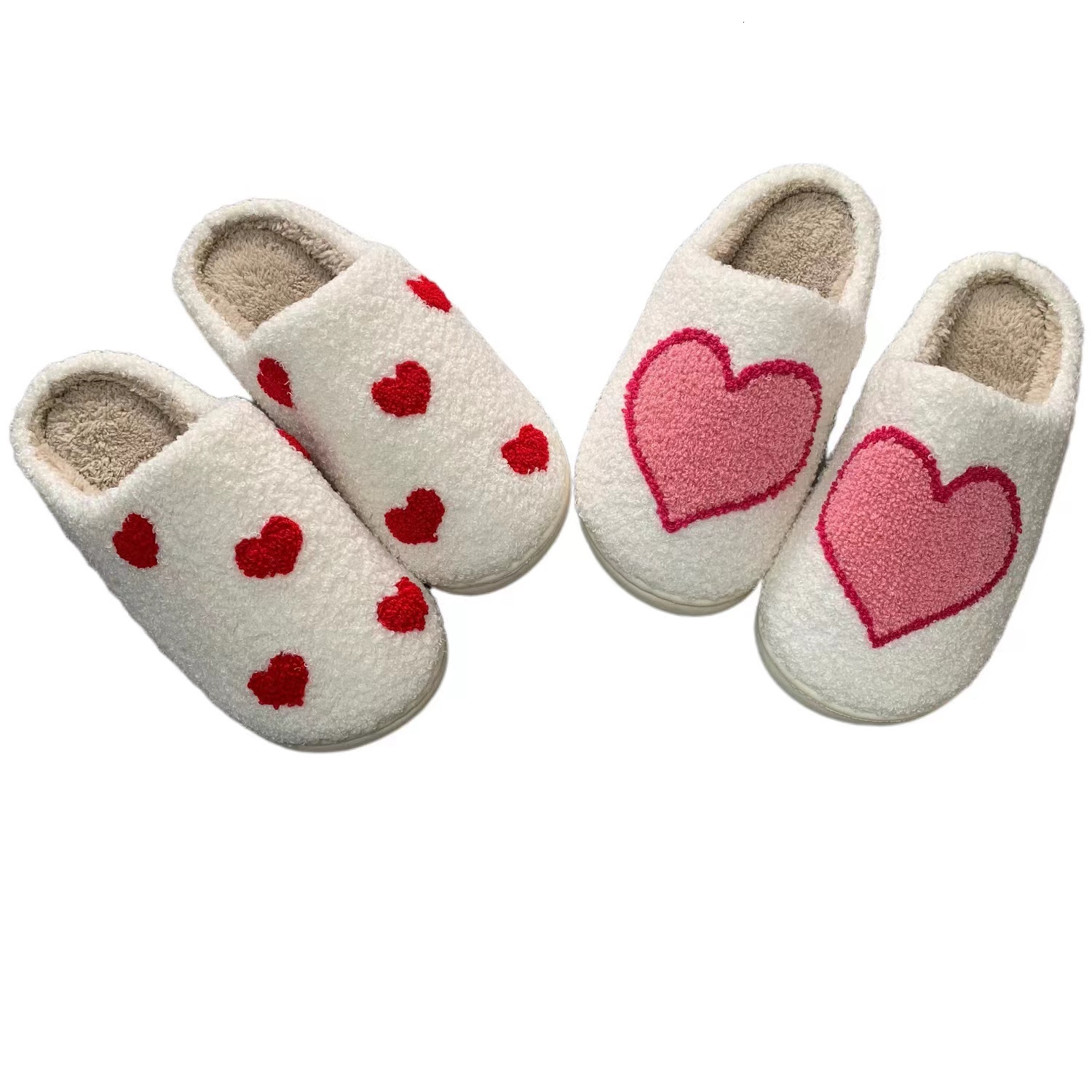 Slippers Love Heart Embroidery Bedroom Cozy Warm Indoor Slippers Woman Girl Shoes 230327