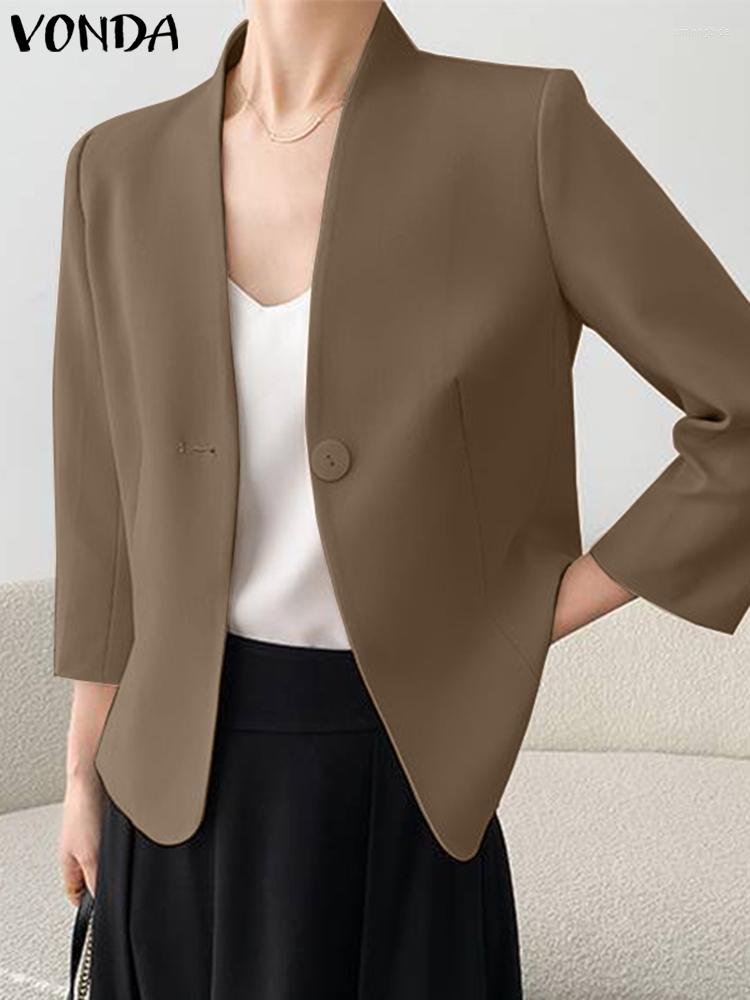 Women' Suits 2023 VONDA Elegant OL Style Women Blazer Summer 3/4 Sleeve Fashion Sexy V Neck Casual Solid Coats Female Coat Streetwear -5XL, Beige
Women' Suits 2023 VONDA Elegant OL Style Women Blazer Summer 3/4 Sleeve Fashion Sexy V Neck Casual Solid Coats Female Coat Streetwear -5XL, Beige