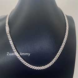 Pass Diamond Tester Gra Certificates 6mm 8mm Width One Row 925 Sterling Silver Vvs Moissanite Cuban Link Chain Necklace