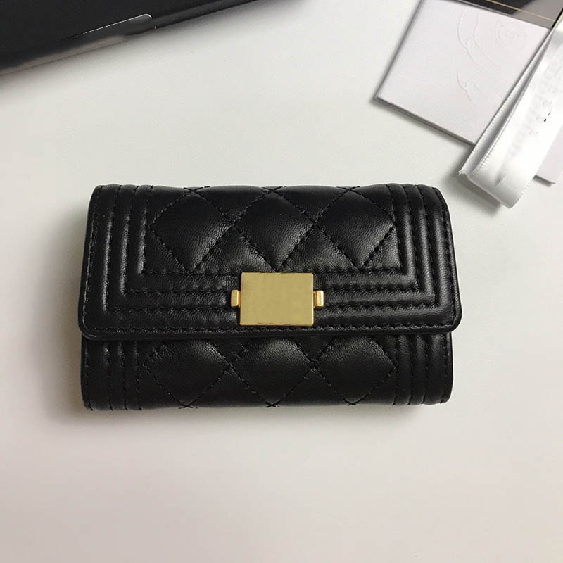 Luxury Boy Women Wallet Vintage Coin Purse Card Holder Classic Flap Double Material Caviar Lambskin Gold And Silver Badge Hardware Designer Handbag Trend Clutch 11C, Black lambskin gold badge 
Luxury Boy Women Wallet Vintage Coin Purse Card Holder Classic Flap Double Material Caviar Lambskin Gold And Silver Badge Hardware Designer Handbag Trend Clutch 11C, Black lambskin gold badge