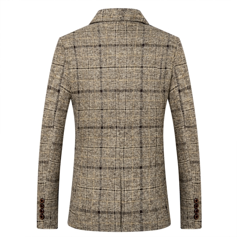 Men's Suits Blazers Mens Blazer Fashion Casual Boutique Woolen Suit Jacket / Male Business Plaid Slim Fit Party Dress Blazer Coat Men Clothing 23