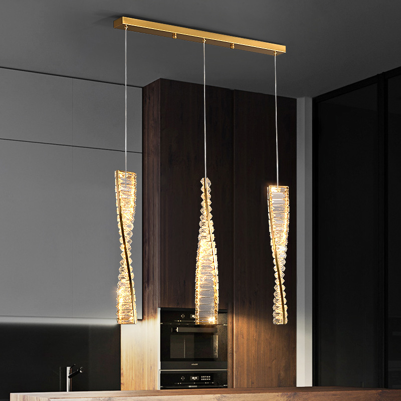 Light Luxury Restaurant Crystal Pendant Lights Hotel Bar Long Hanging Lamp Bedroom Living Room Decor Fixture Cafe LED Chandelier