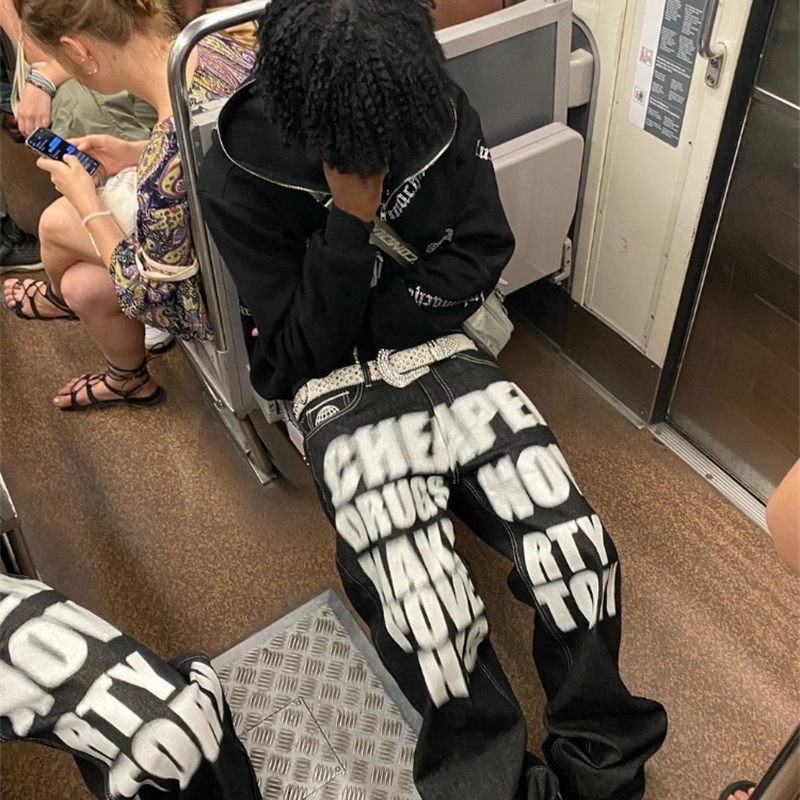 Mens Jeans Y2k Star Patchwork Women Streetwear High Waist Rise Straight Leg Denim Cargo Pants Baggy Harajuku Vintage Casual 90s Jean 230327