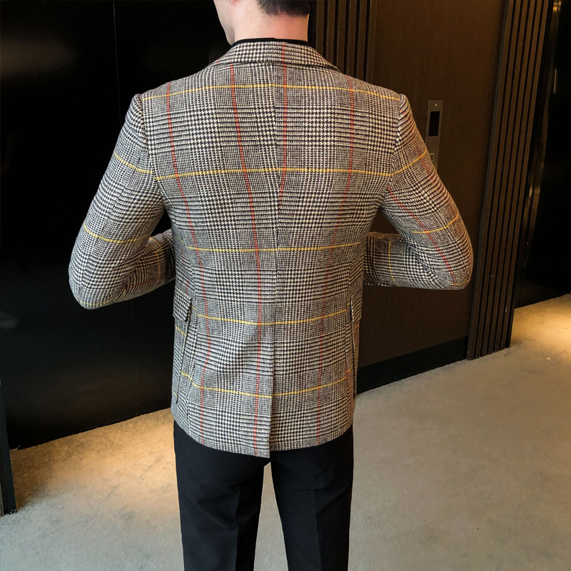 Men's Suits Blazers Vintage Plaid Blazer British Stylish Male Blazer Suit Jacket Business Casual Blazer Jacket Terno Masculino Mens Blazer Patter