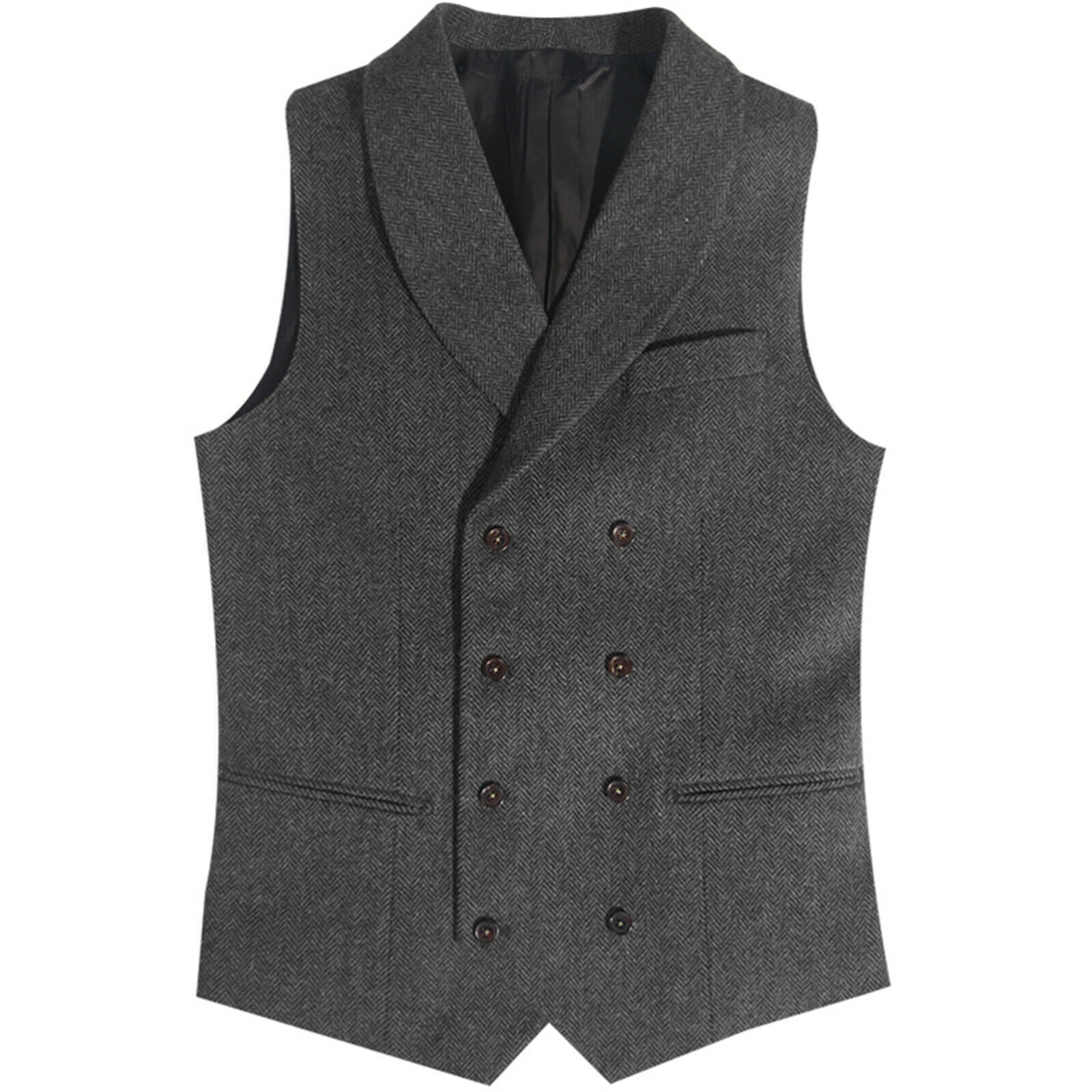 Men's Suits Blazers Men's Suit Vest Brown Herringbone Tweed Double Breasted Steampunk Clothing Male Gentleman Business Waistcoat for Wedding