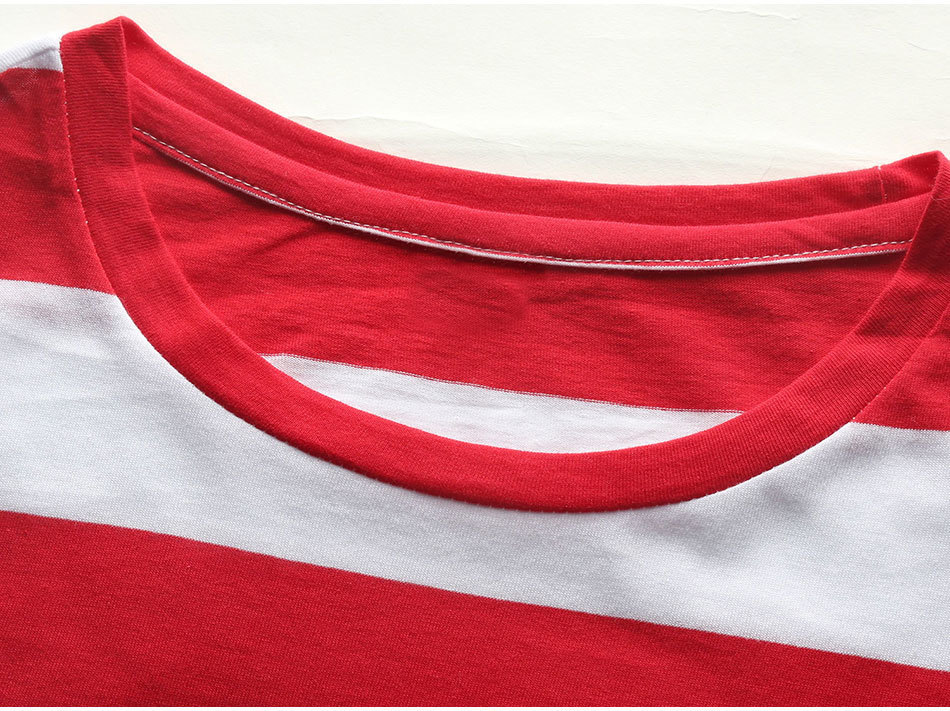 Men s T Shirts Red White Striped Long Sleeve T Shirts Tees for Round Neck Colorful Black Stripes Casual 230327
