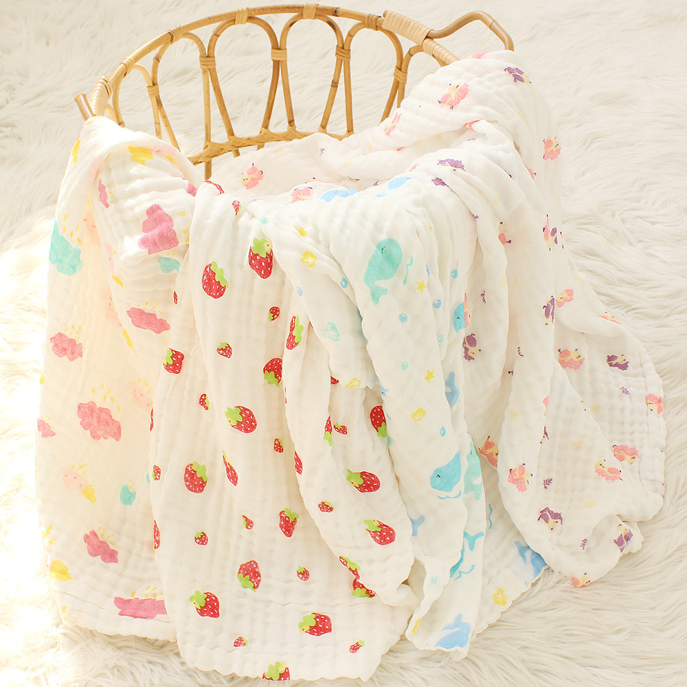 Sleeping Bags Selimut Penerima Bayi Katun Bambu 6 Lapis Bungkus Bedung Anak anak Penutup Tempat Tidur Muslin Hangat 230328