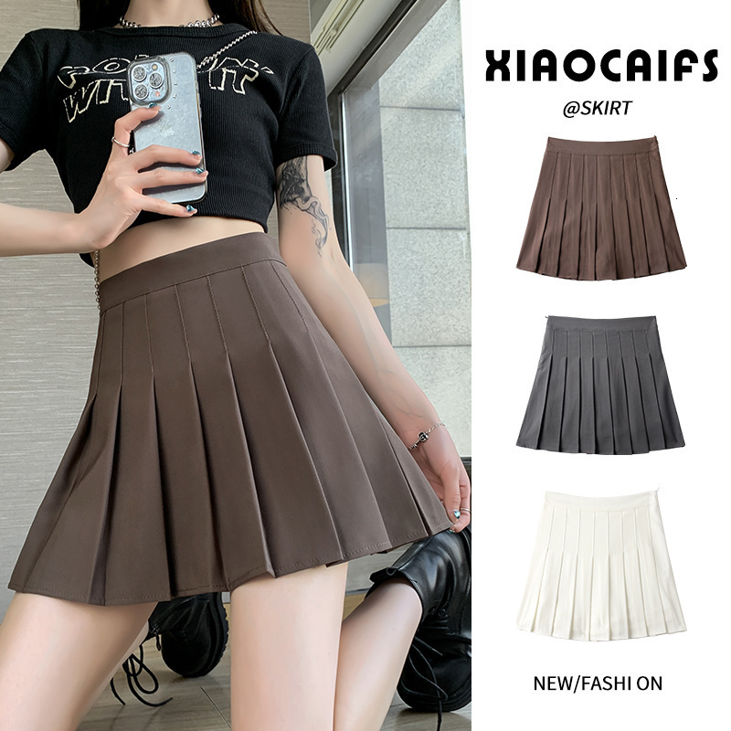 Skirts WAYOFLOVE All Season Women's Pleated Skiing White High Waist Y2K A-line Kawaii Women's School Sexy Mini Pleated Skiing 230404