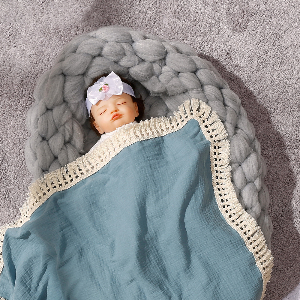 Blankets Swaddling Organic Cotton born Muslin Swaddle Baby Fashion Soft Fringe Wrap Blanket Cute Infant Sleeping Quilt Bed Cover 230328