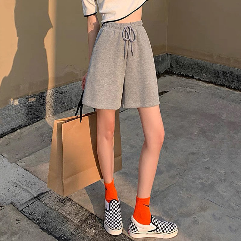 Women's Shorts Shorts Women Harajuku Solid Color Simple Loose Summer Casual Korean Cute Girls Elastic Fashion Full Matching Wide Leg Sports 23041