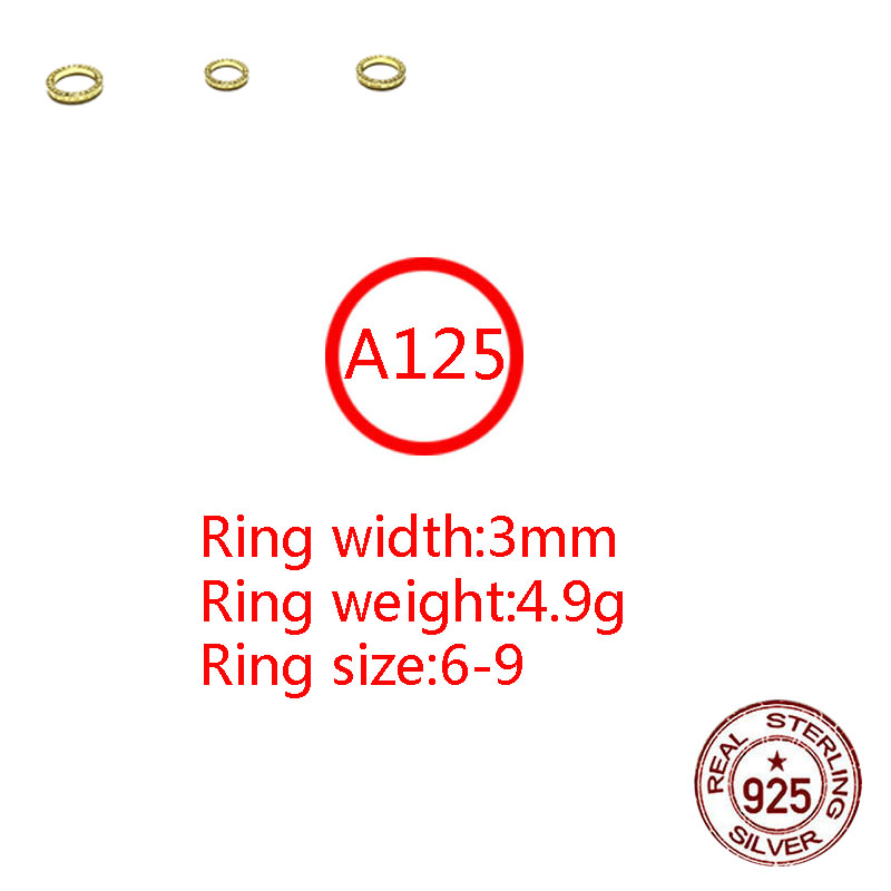 A125 S925 Sterling Silver Ring Personalized Fashion Punk Hip Hop Style Gold Plated Cross Flower Couple Letter Shaped Jewelry Lover Gift